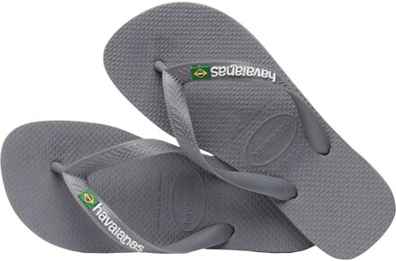 Havaianas Brasil Logo Heren Slippers - Steel Grey/Steel Grey - Maat 45/46