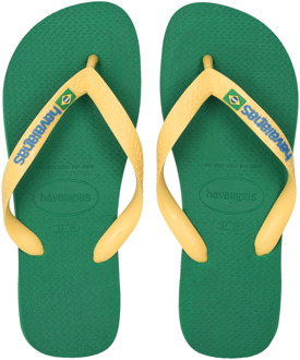 Havaianas Brasil Logo Slippers en Sandalen Dames - Groen - Maat 43/33 - Plastic Green