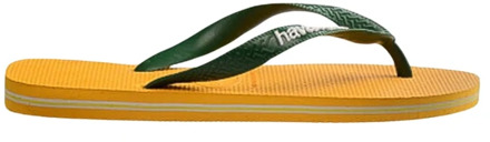 Havaianas Brasil Logo Teenslipper Senior donkergeel - groen - 43-44