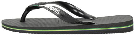 Havaianas Brasil Logo Unisex Slippers - Black - Maat 33/34