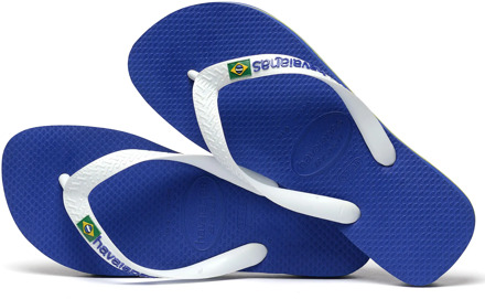 Havaianas Brasil Logo Unisex Slippers - Marine Blue - Maat 37/38