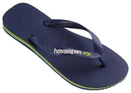 Havaianas Brasil Logo Unisex Slippers - Navy Blue - Maat 41/42