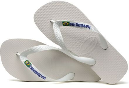 Havaianas Brasil Logo Unisex Slippers - White - Maat 37/38