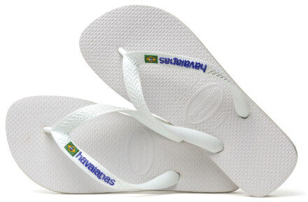 Havaianas Brasil Logo Unisex Slippers - White - Maat 41/42