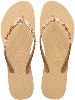 Havaianas Glitter Slim Flip Flops voor Vrouwen Havaianas , Brown , Dames - 37 EU