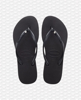 Havaianas Slim Crystal SW II Dames Slippers - Black - Maat 37/38