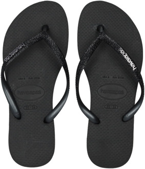 Havaianas Slim Glitter Ii Slippers en Sandalen Dames - Zwart - Maat 41/42 - Plastic Black