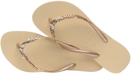 Havaianas Slim Glitter II Teenslippers Dames goud - beige - 33-34