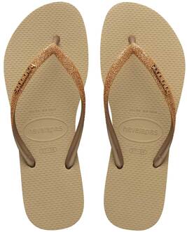 Havaianas Slim Glitter II Teenslippers Dames goud - beige - 37-38