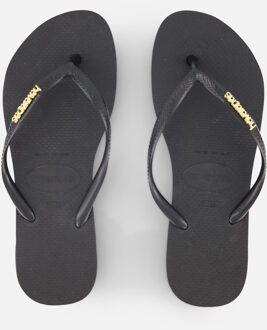 Havaianas Slim Logo Dames Slippers - Black/Gold - Maat 39/40