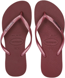 Havaianas Slim Logo Metallic Slippers en Sandalen Dames - Roze - Maat 35/36 - Plastic Pink