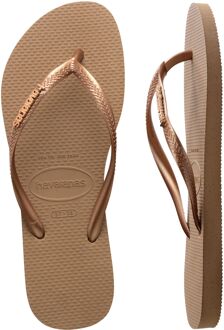 Havaianas Slim Logo Metallic Teenslippers Dames goud - bruin - 35-36