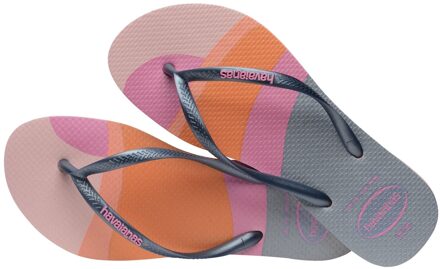 Havaianas Slim Palette Glow Teenslipper Dames donkergrijs - roze - oranje - 35-36