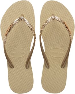 Havaianas Slim slipper met glitter Beige - 35 2/3