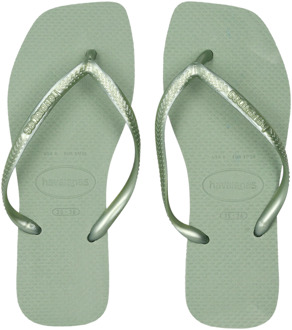 Havaianas Slim Square Slippers en Sandalen Dames - Groen - Maat 37/38 - Plastic Green