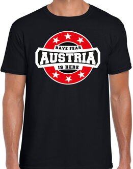 Have fear Austria is here / Oostenrijk supporter t-shirt zwart voor heren 2XL