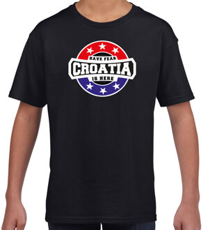 Have fear Croatia is here / Kroatie supporter t-shirt zwart voor kids M (134-140)