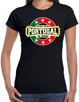 Have fear Portugal is here / Portugal supporter t-shirt zwart voor dames L