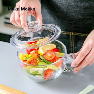 Havermout Ontbijt Grote Capaciteit Glazen Kom Met Deksel Water Cup Clear Fruit Salade Melk Huishouden Keuken Voedsel Opslag Container salad bowl