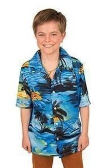 Hawaii blouse/overhemd - blauw - voor jongens - polyester
