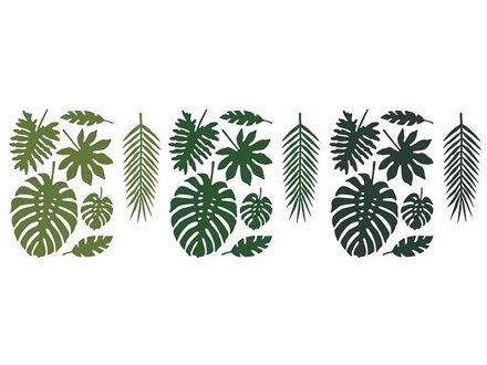 Hawaii decoratie palmboom bladeren - set 21x stuks - 15 x 25 cm per vel - Feestdecoratievoorwerp