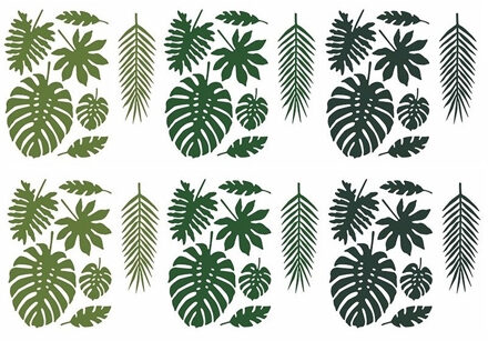 Hawaii decoratie palmboom bladeren - set 42x stuks - 15 x 25 cm per vel