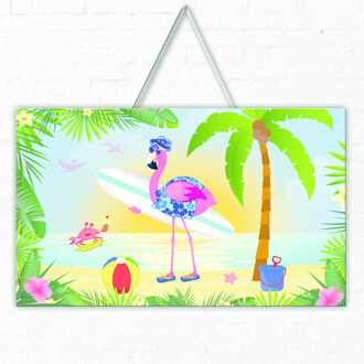 Hawaii Deurbord Flamingo 3D Multikleur - Print