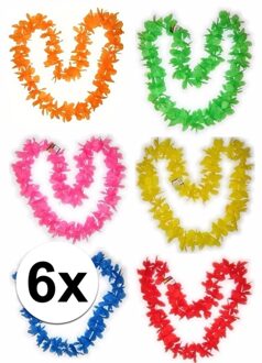 Hawaii gekleurde bloemenkransen pakket 6 personen Multi