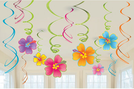 Hawaii Hangdecoratie Bloemen Set 12 delig