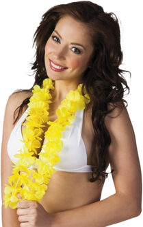 Hawaii krans - geel - stof - hawaikransen - 1 meter - tropisch - hawaii slinger