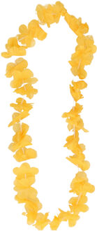 Hawaii krans met okergeel/zacht oranje bloemen 110 cm