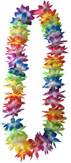 Hawaii krans/slinger - regenboog/zomerse kleuren - incl. led verlichting Multi