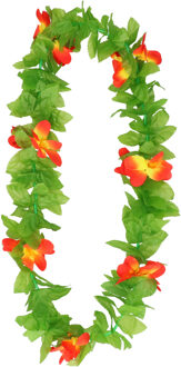 Hawaii krans/slinger - Tropische kleuren mix groen/rood/geel - Bloemen hals slingers