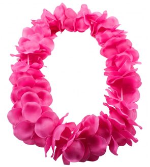 Hawaii kransen bloemen slingers - neon roze - Verkleed accessoires - kinderen/volwassenen