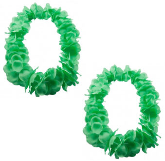 Hawaii kransen bloemen slingers - Set van 3x stuks - neon groen - Verkleed accessoires - kinderen/vo