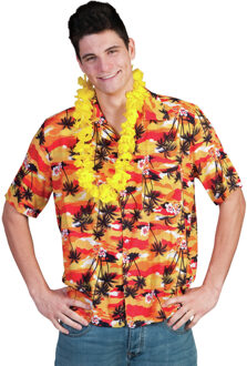 Hawaii overhemd rood met oranje 48-50 (S/M) - Carnavalsblouses Multikleur