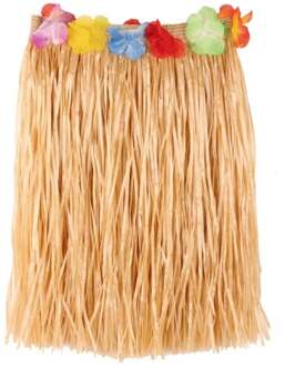 Hawaii rok naturel 60 cm met bloemen Wit - Transparant
