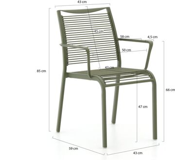 Hawaii/ROUGH-S 220cm dining tuinset 7-delig stapelbaar - Laagste prijsgarantie! Bruin