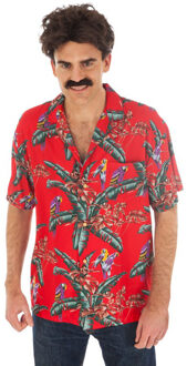 Hawaii shirt/blouse - tropische bloemen - rood M (48)