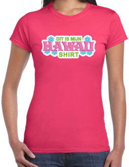 Hawaii shirt zomer t-shirt roze voor dames L - Feestshirts