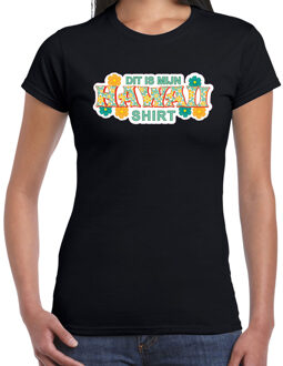 Hawaii shirt zomer t-shirt zwart met groene letters voor dames S - Feestshirts