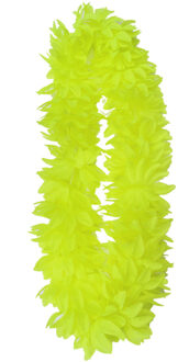 Hawaii slinger - neon geel - 1 m - polyester - feestartikelen