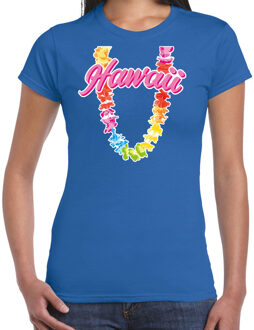 Hawaii slinger t-shirt blauw voor dames M - Feestshirts