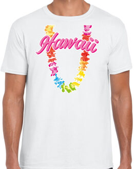Hawaii slinger t-shirt wit voor heren M - Feestshirts