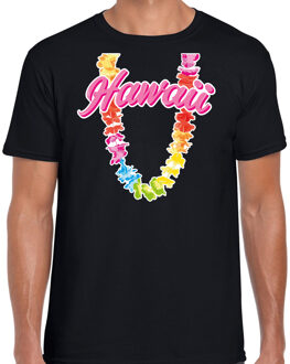 Hawaii slinger t-shirt zwart voor heren XL - Feestshirts