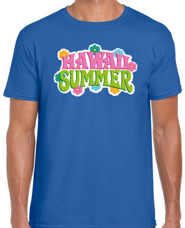 Hawaii summer t-shirt blauw voor heren 2XL - Feestshirts