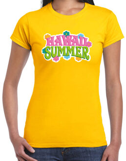 Hawaii summer t-shirt geel voor dames XS - Feestshirts