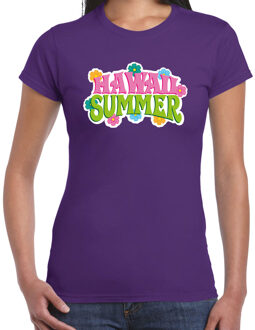 Hawaii summer t-shirt paars voor dames S - Feestshirts
