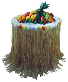 Hawaii tafelrok - naturel - 225 x 80 cm - riet - beige - tropisch feestje - met bloemen