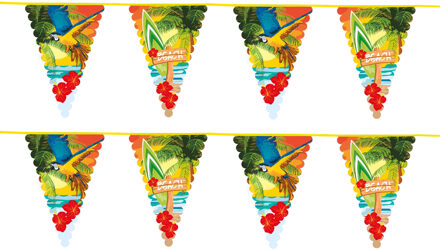 Hawaii thema feest vlaggenlijn - 2x - 6 meter - Slingers - Tropische decoratie feestartikelen